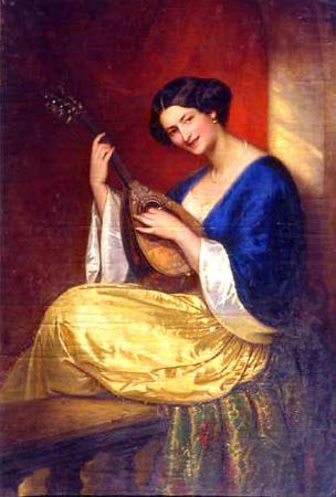 Julie Wilhelmine Hagen-Schwarz Mandoline player china oil painting image